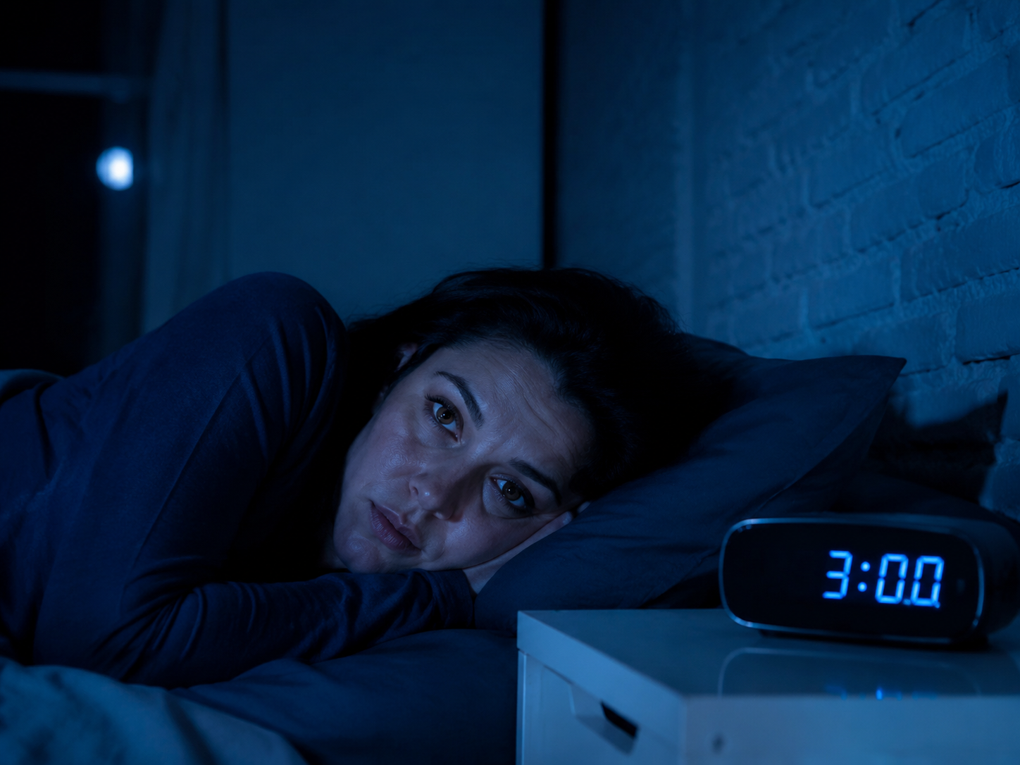 Woman awake at 3am staring at ceiling